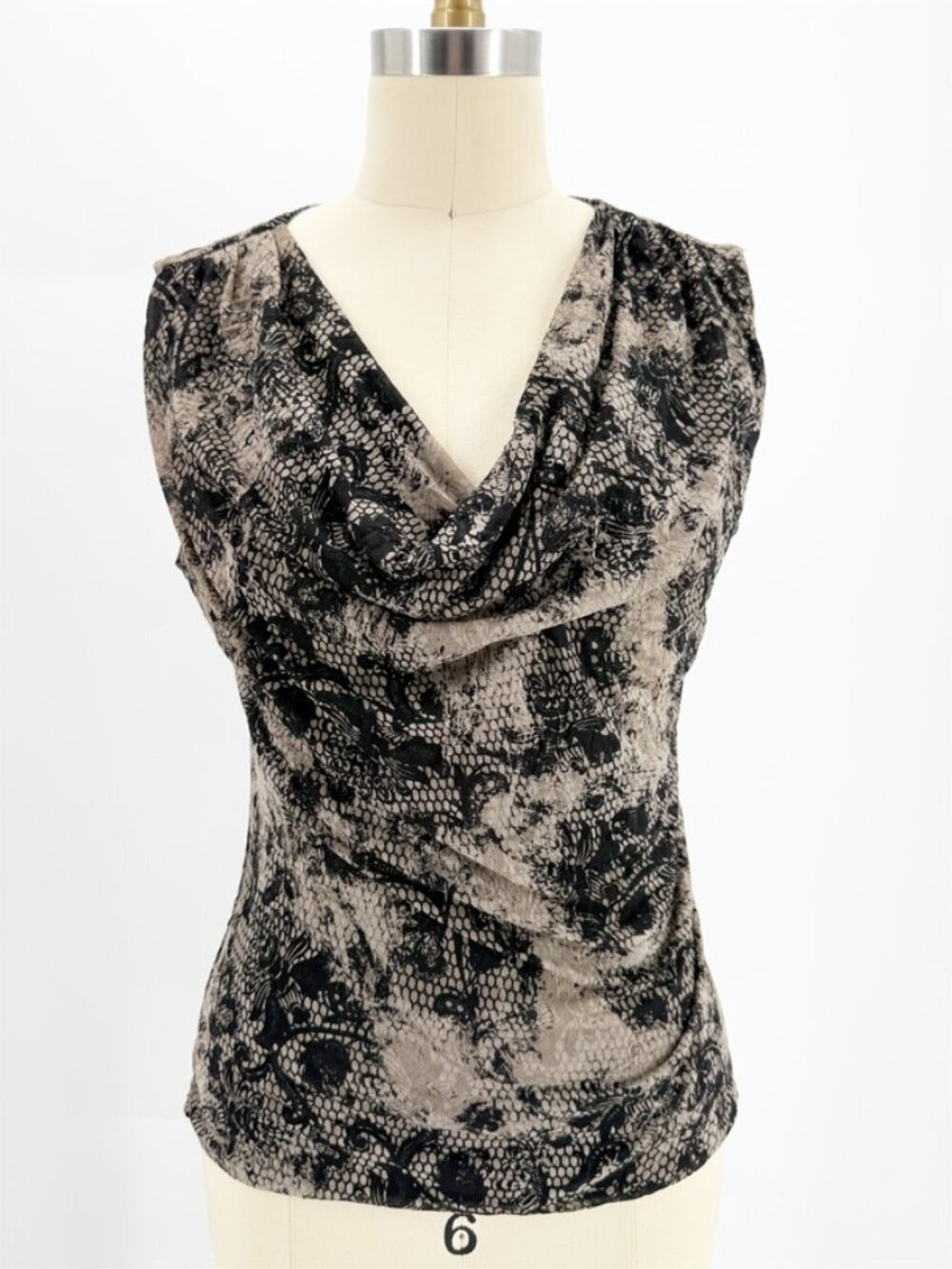 Classiques Entier Python Snake Print Cowl Neck Silk Blend Sleeveless Top M
